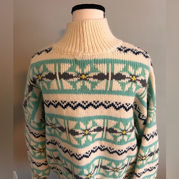 NWT AE Oversized Fairisle Mock Neck Women's Sweater Size Medium - Picture 10 of 13